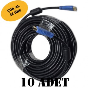10 ADET 25 Metre 4K HDMI Kablo Chester Serisi - Ultra HD v2.0 Gold Uçlu Görüntü ve Ses Kablosu
