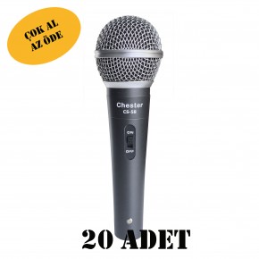 20 ADET Chester CS-58 Profesyonel Dinamik El Mikrofonu - Yüksek Hassasiyetli Sahne ve Vokal Mikrofonu