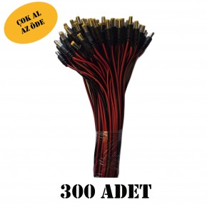 300 Adet DC Kablolu Erkek Soket - Kamera ve LED İçin 12V Power Jack Besleme Ucu